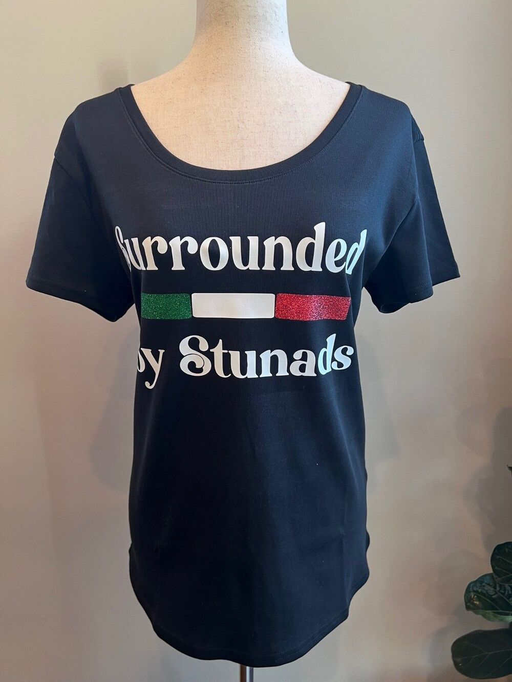 Women's Surrounded By Stunads Black T-shirt New Handmade Italian Girl Gift